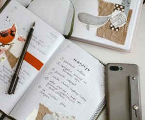 Start art journaling. Image shows an art journal